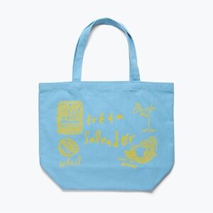 NWT Freda Salvador Limited Edition Illustrated Tote in Blue and Yellow
